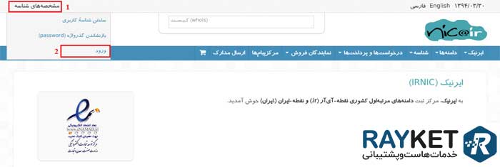 تنظیم رابط ها در شناسه ایرنیک برای ثبت دامین
