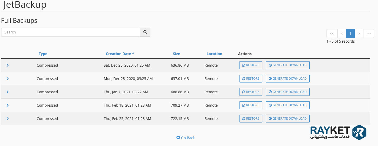 بازگردانی بکاپ کل اکانت (FullBackup) در cPanel توسط JetBackup